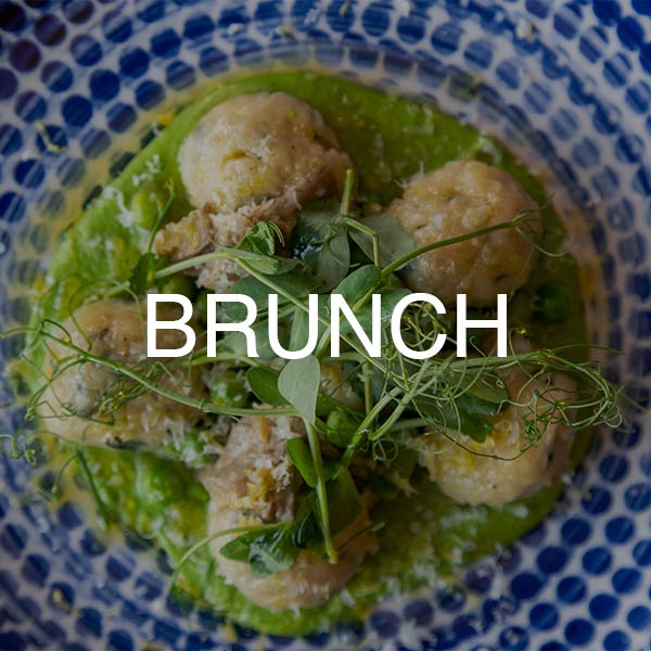 Pasta in Background, Text "Brunch" Printed Over